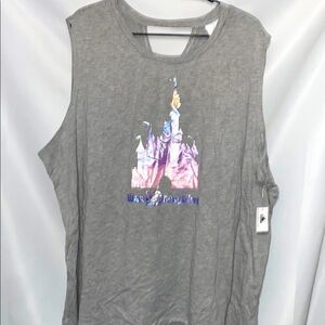 New Disney Gray Muscle Tee with Graphic Castle Design Size 3XL